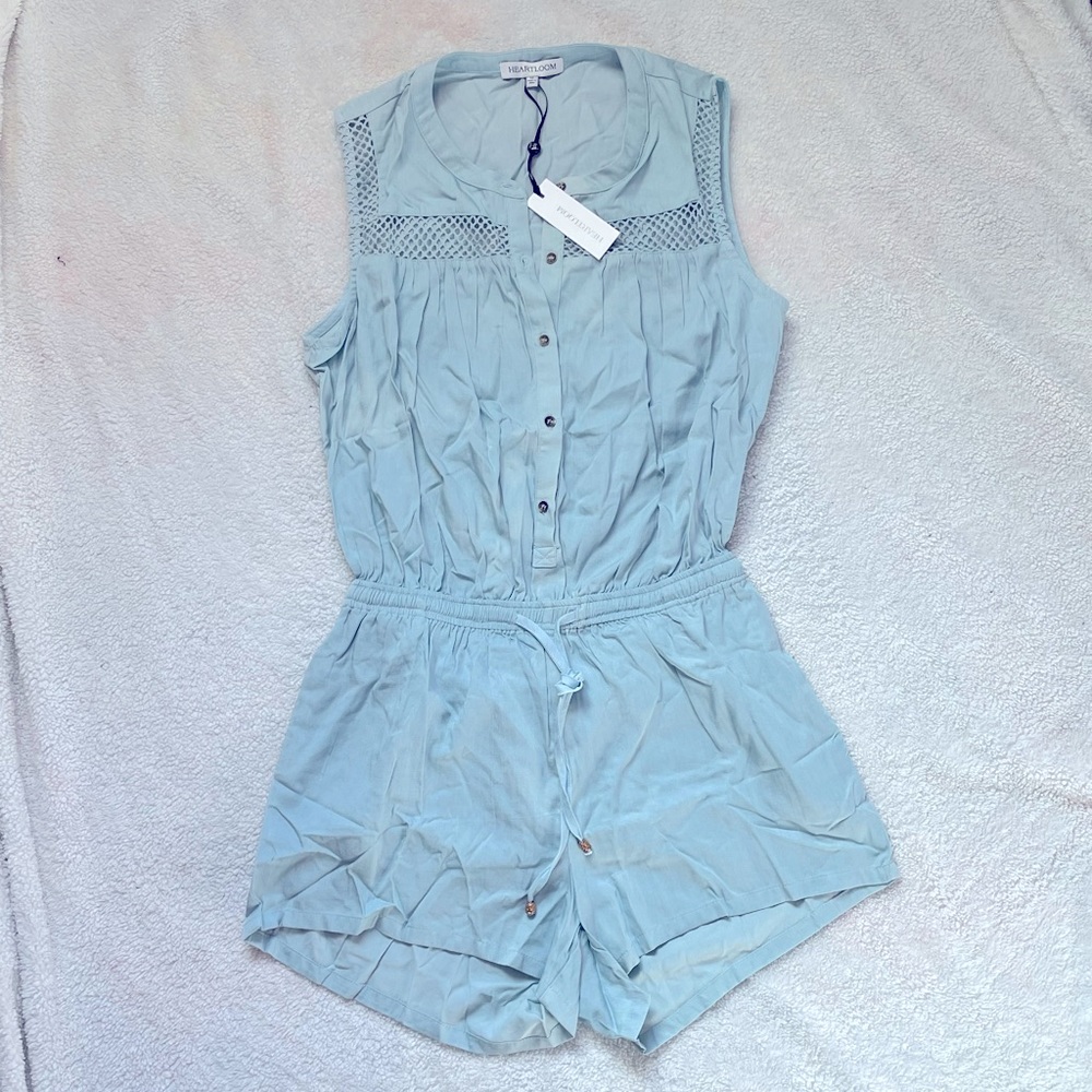 Soft Light Blue HeartLoom Romper, size M